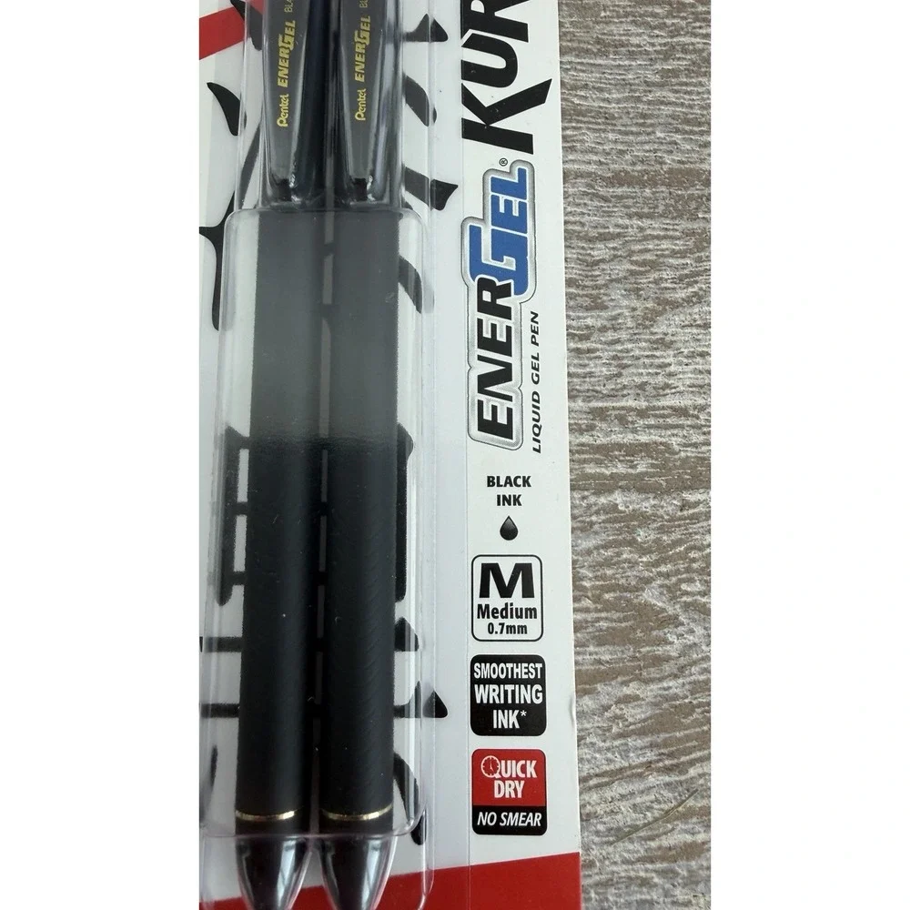EnerGel Pro Black Gel Pens 0.7mm Quick Drying Permanent Ink Pack of 2